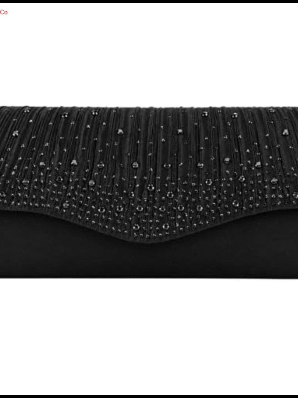 Pleated Rhinestone Envelope Clutch Evening Bag with Chain Strap